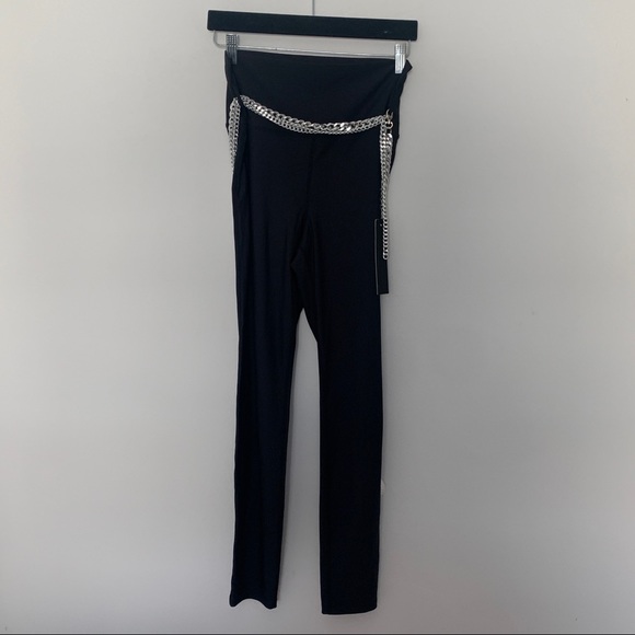 New *RARE* Carbon38 High Rise Full Length Legging With Chain Belt In Black Large - Picture 6 of 10